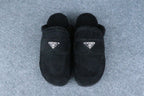 Prada Triangle Logo-Plaque Shearling Backless Loafer
