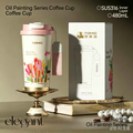 TOMIC Tulip Oil Painting Tumbler, 480ml SUS316 Stainless Steel Insulated Travel Coffee Mug, Elegant Floral Series