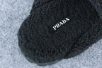Prada Triangle Logo-Plaque Shearling Backless Loafer